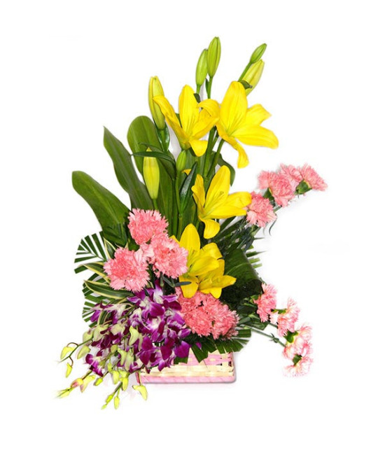 Beautiful Mixed Flowers Basket
