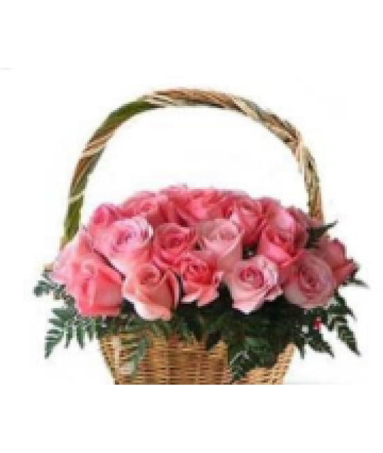 Elegant Basket Of Love - Pink Flower Wedding Bouquet