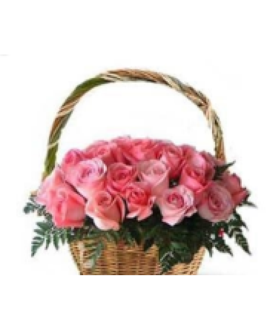 Elegant Basket Of Love - Pink Flower Wedding Bouquet
