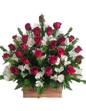 Elegant Red Roses Basket