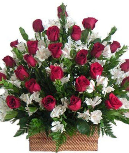 Elegant Red Roses Basket Elegant Red Roses Basket