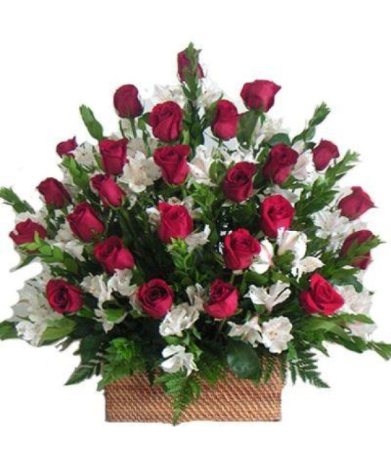 Elegant Red Roses Basket