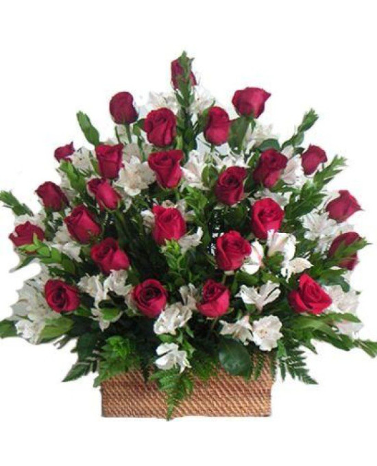 Elegant Red Roses Basket