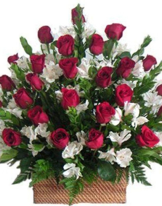 Elegant Red Roses Basket