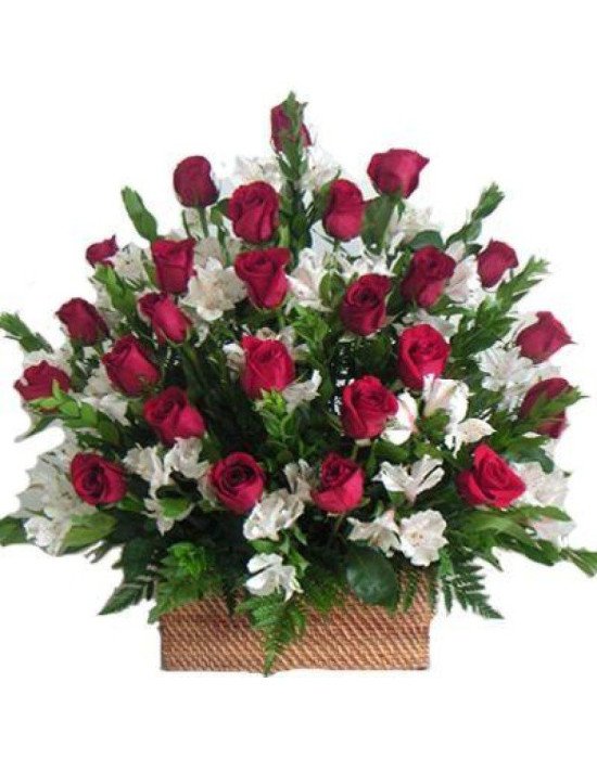 Elegant Red Roses Basket