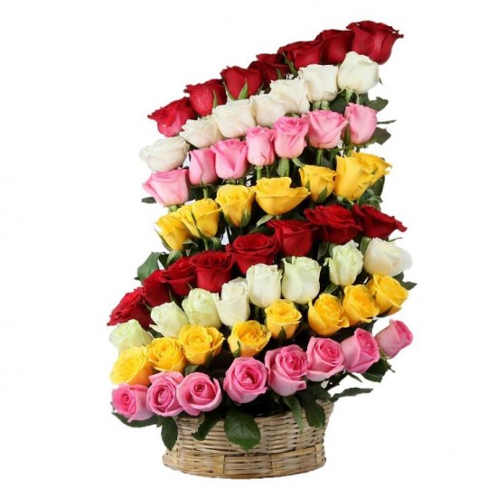 Exotic Multicolored Rose Basket