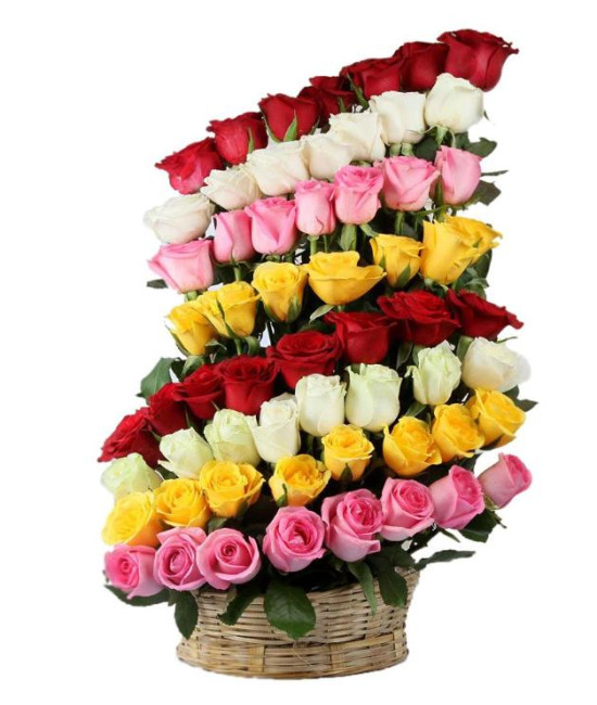 Exotic Multicolored Rose Basket Exotic Multicolored Rose Basket