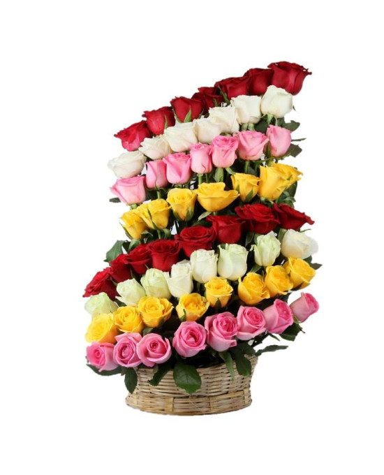 Exotic Multicolored Rose Basket