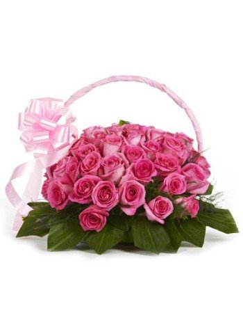 Pink Passion Basket - 20 Pink Roses