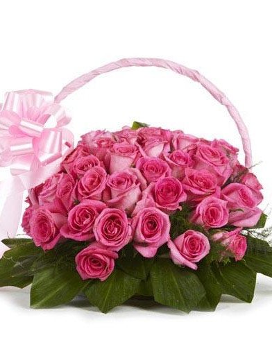 Pink Passion Basket - 20 Pink Roses