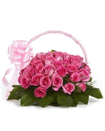 Pink Passion Basket - 20 Pink Roses