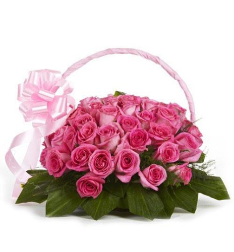 Pink Passion Basket - 20 Pink Roses