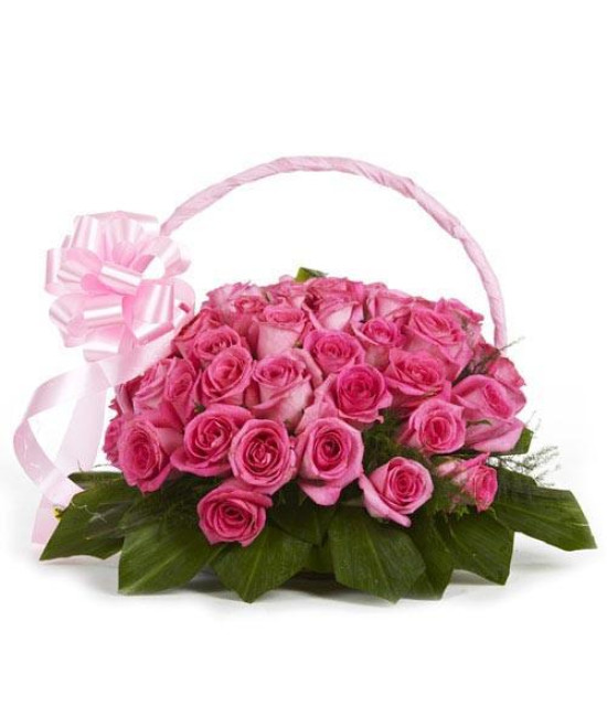 Pink Passion Basket - 20 Pink Roses