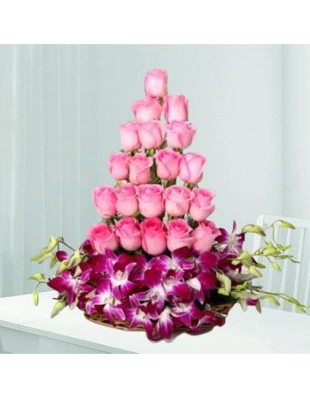 Pink Purple Tower - Mixed Roses For Beloved