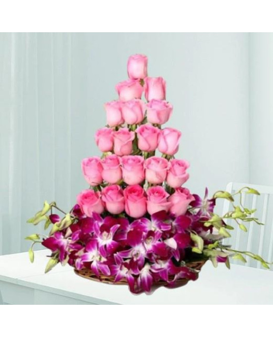 Pink Purple Tower - Mixed Roses For Beloved