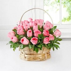 Pink Roses Basket