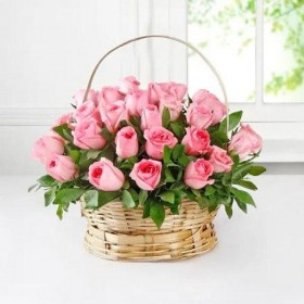 Pink Roses Basket