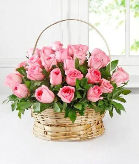 Pink Roses Basket Pink Roses Basket