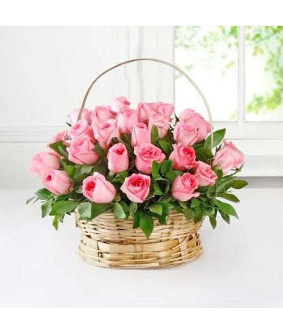 Pink Roses Basket