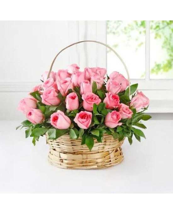 Pink Roses Basket
