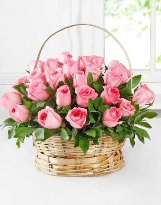 Pink Roses Basket