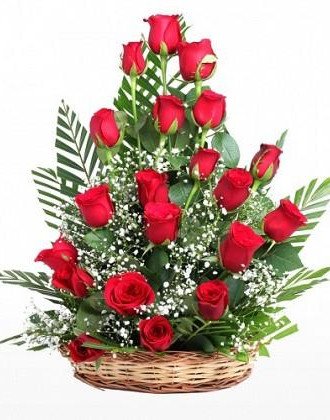 Pretty Rose Basket - Basket Of Red Flowers