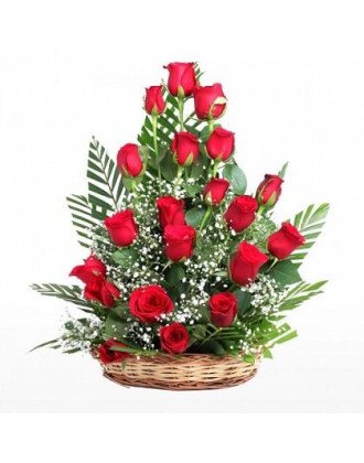 Pretty Rose Basket - Basket Of Red Flowers