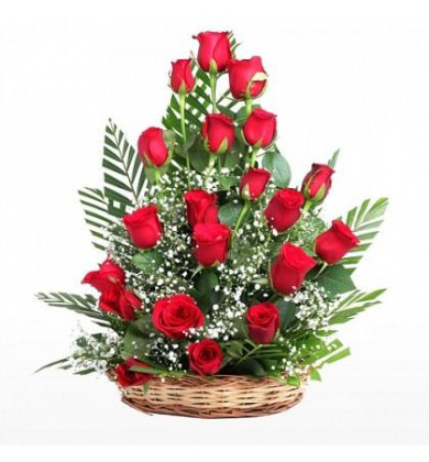 Pretty Rose Basket - Basket Of Red Flowers