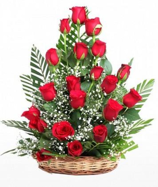 Pretty Rose Basket - Basket Of Red Flowers Pretty Rose Basket - Basket Of Red Flowers