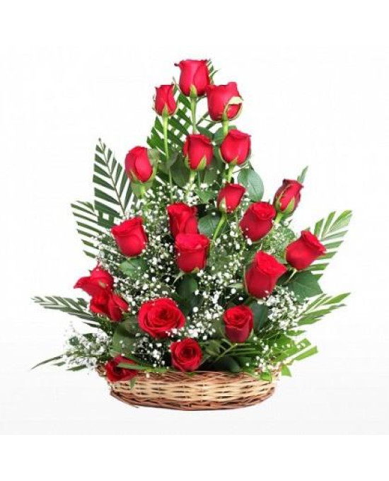 Pretty Rose Basket - Basket Of Red Flowers