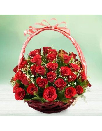 Ravishing Basket of 50 Red Roses