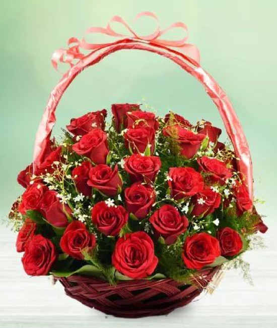 Ravishing Basket of 50 Red Roses Ravishing Basket of 50 Red Roses