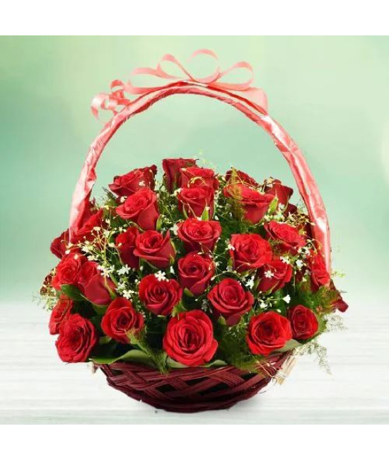 Ravishing Basket of 50 Red Roses