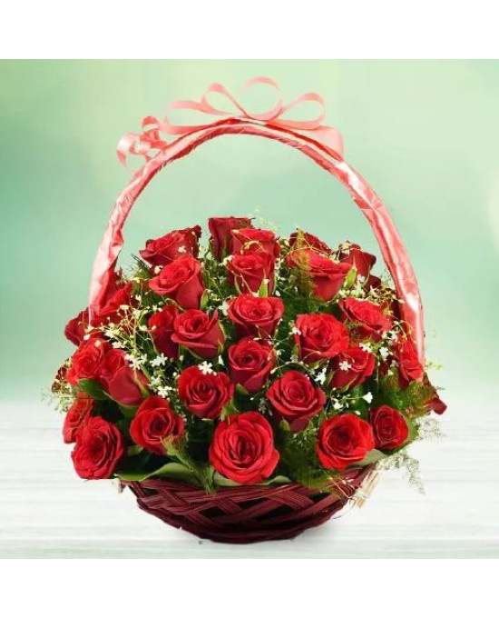 Ravishing Basket of 50 Red Roses