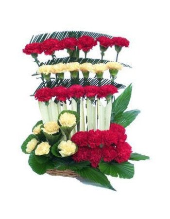 Red and Yellow Carnations Basket