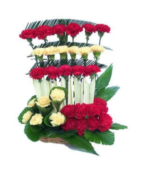 Red and Yellow Carnations Basket