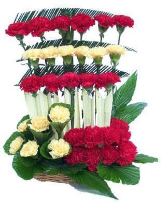Red and Yellow Carnations Basket