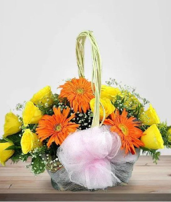 Vibrancy of Orange and Yellow Floral Basket Vibrancy of Orange and Yellow Floral Basket