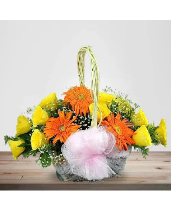 Vibrancy of Orange and Yellow Floral Basket
