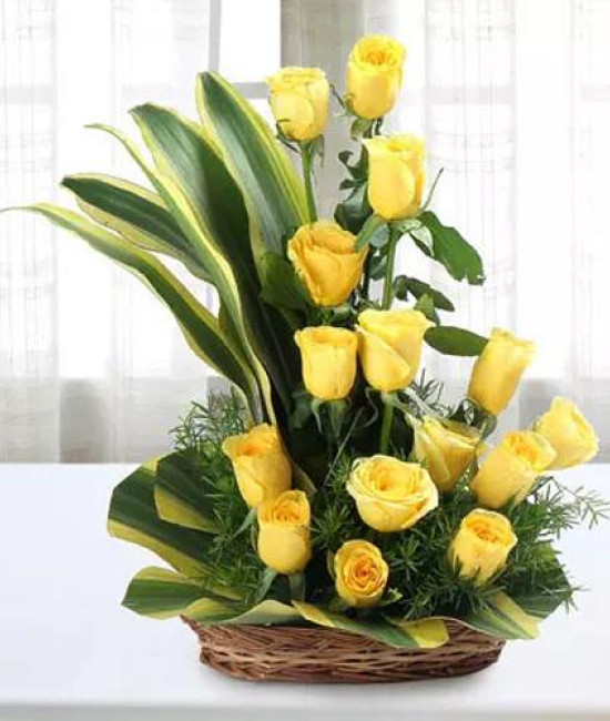 Glamorous Queen - A Basket Of Yellow Roses Glamorous Queen - A Basket Of Yellow Roses