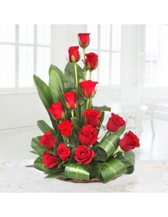 15 Red Roses Basket