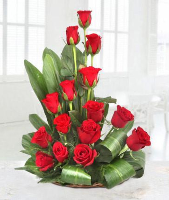 15 Red Roses Basket 15 Red Roses Basket