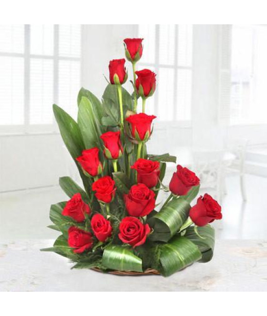 15 Red Roses Basket
