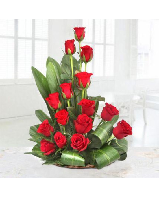 15 Red Roses Basket