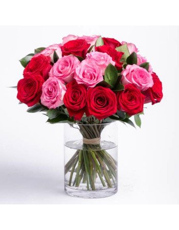 Red & Pink Roses Vase 