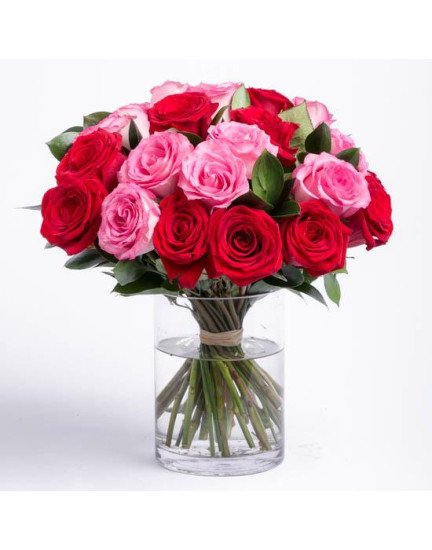 Red & Pink Roses Vase 
