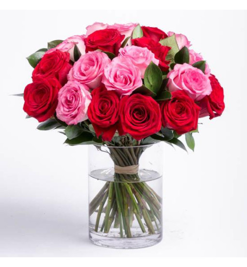 Red & Pink Roses Vase 