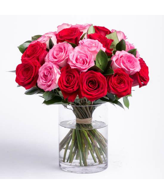 Red & Pink Roses Vase 