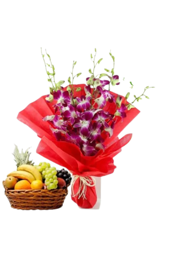 Orchids n Fresh Fruits Combo