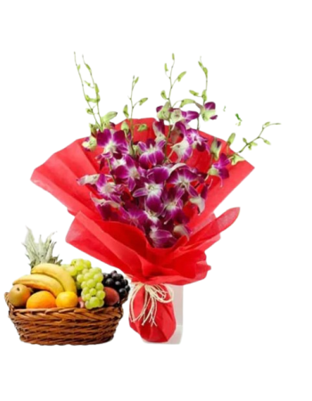 Orchids n Fresh Fruits Combo